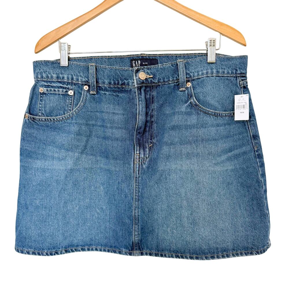 Gap Denim Blue Mini A Line Skirt Size: 16 Plus Size Western Festival Classic NEW